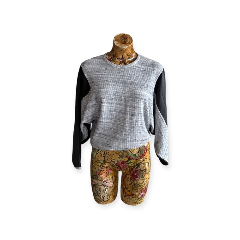 Zara top gray black sweater bat wing two tone small